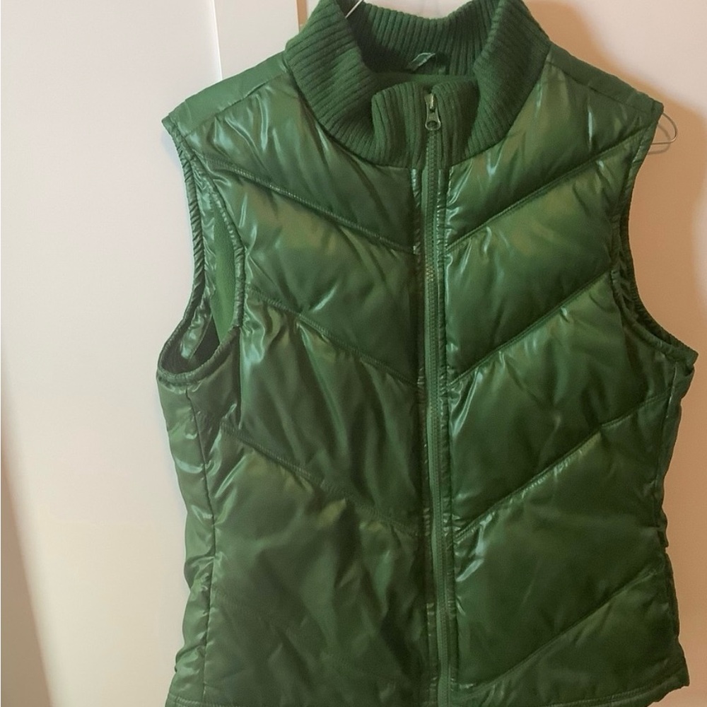 Metallic green Fleece Lined Quilted Vest so warm and cozy